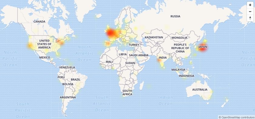 Twitter outage map