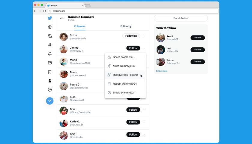 Twitter remove follower