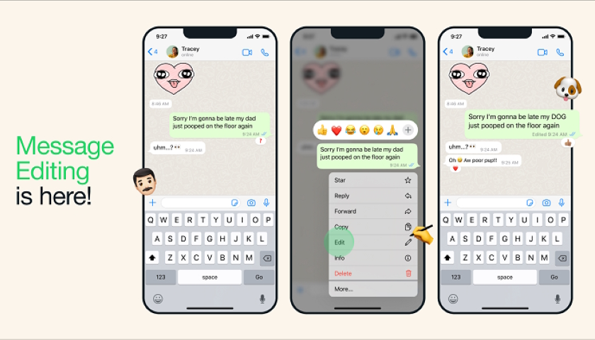 WhatsApp message editing