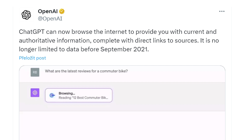 ChatGPT can now browse the internet